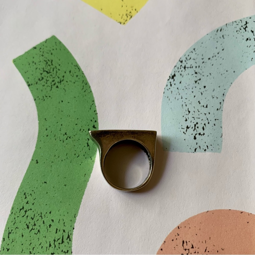 Mother of Pearl Inlay Cuff Bracelet Silver Statement Ring Set - Picture 5 of 12